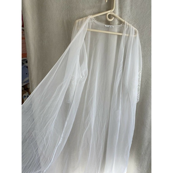 VTG 1980's Ralph Montenero Sheer Lace Peekaboo robe caftan size Small white - Picture 4 of 6